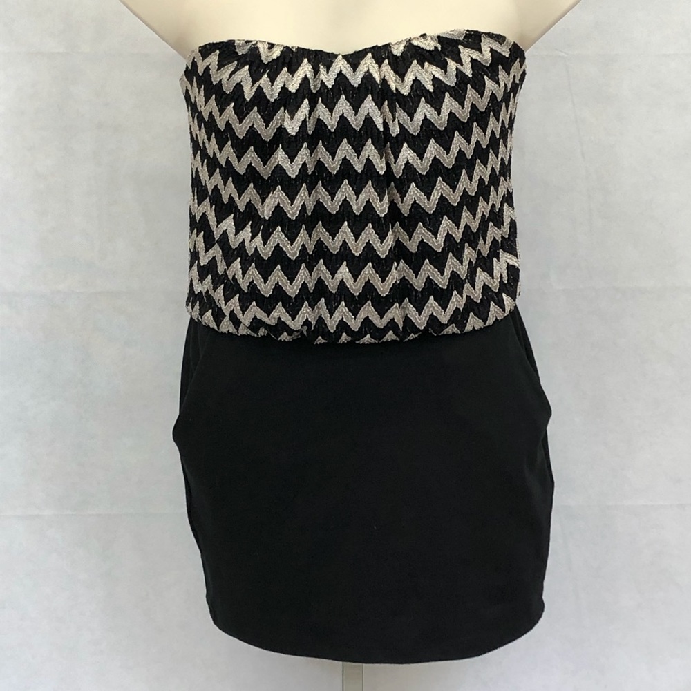 Mystic black silver chevron mini dress